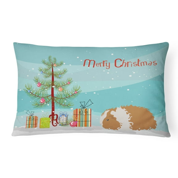 Carolines Treasures CK4449PW1216 Texel Guinea Pig Merry Christmas Canvas Fabric Decorative Pillow, 12H x16W, multicolor