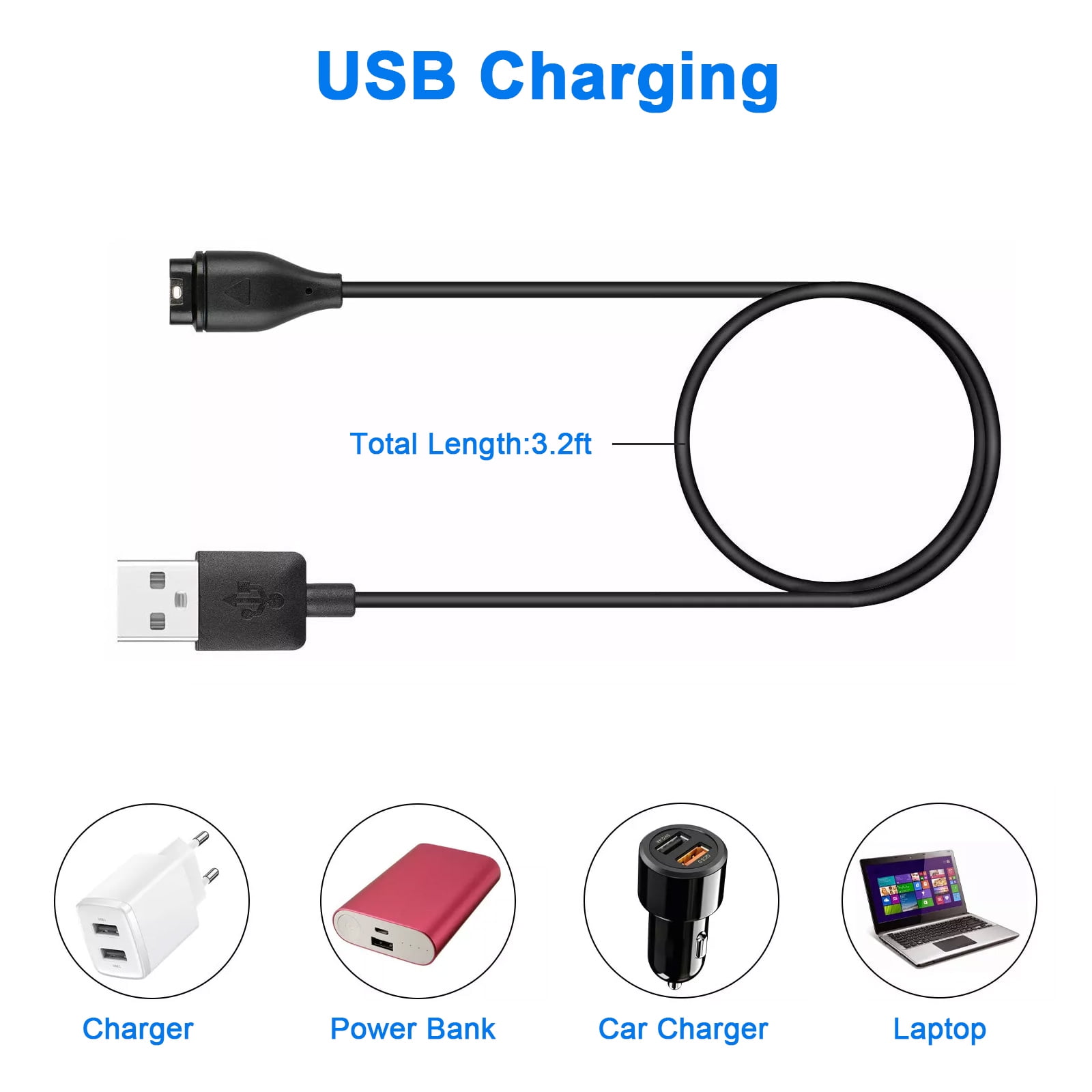 EEEkit USB Charger with Constant Power for Garmin Fenix 5 5S 5X Vivoactive 3 Vivosport Forerunner Walmart