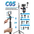 thumbnail image 5 of New 2-meter-long Bluetooth selfie stick for mobile phones, handheld stabilizer, floor extension stick, live selfie tripod, compa, 5 of 6