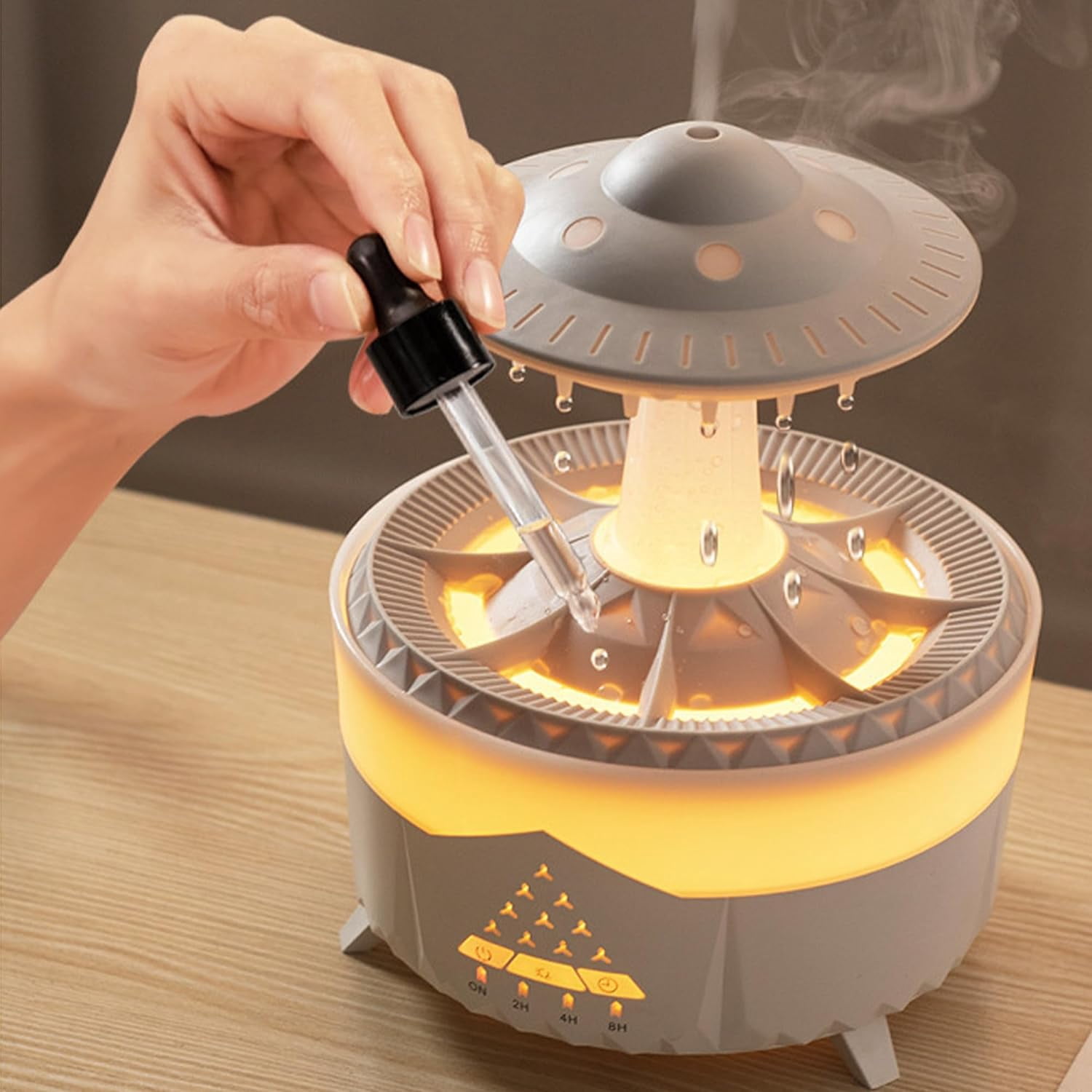 Air Humidifier for Bedroom:7 Colors Rain Cloud Humidifier with Water Drip,2 in 1 Cool Mist Humidifiers and Oil Diffuser for Home,Mini Mushroom Humidifier for Baby Bedside Sleeping (Brown)