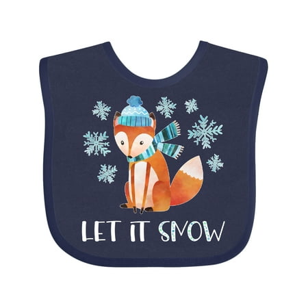 

Inktastic Let It Snow Cute Orange Fox in Hat and Scarf Gift Baby Boy or Baby Girl Bib