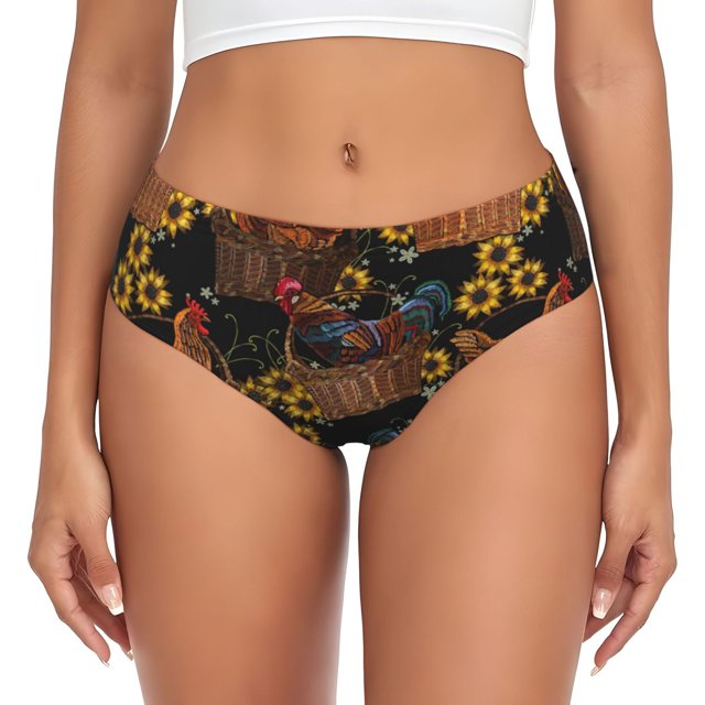 Balery Chicken Rooster Ropa Interior de Algodón para Mujer con Dibujo – Braguitas Cómodas y Elásticas, Estilo Clásico-X-Large