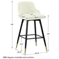 thumbnail image 6 of Swivel Bar Stool with Low Back Set of 2, 29 Inch Counter Bar Height Stool Velvet Upholstered Armless Heavy Duty Bar Chair for Kitchen Island Dining Room, White, 6 of 8