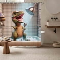 thumbnail image 5 of Waterproof Polyester Dinosaur Shower Curtain with Hooks, Singing Dinosaur Bath Scene, Machine Washable, 12 Included, for Standard Bathroom, 5 of 5