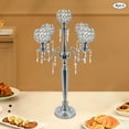 thumbnail image 2 of Set of 4 Crystal Candelabra Centerpieces – 5-Arm Silver Candle Holders for Weddings, Dining Tables & Events, Luxury Crystal Candle Stand with Detachable Bowls, 2 of 14