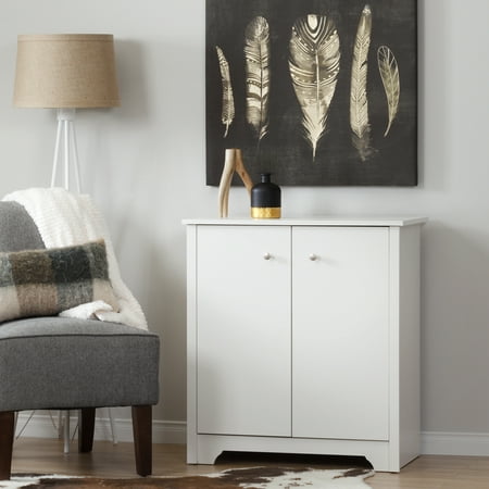 Vito Small 2 Door Storage Cabinet Pure White - South Shore: Laminated Particleboard, Minimalist Design