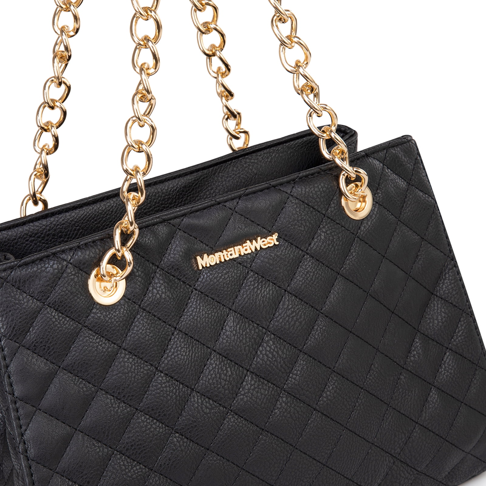 Montana West MEDIUM Chain Shoulder Bag for Women Hobo Handbags Tote Purse, Black
