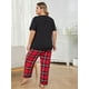 thumbnail image 2 of Mujer Plus Size Pijama Manga Corta Cuello en V Camiseta y Pantalón Leopardo Conjunto de 2 Piezas, 2 of 6
