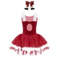 thumbnail image 2 of TSSOE Kids Girls Christmas Performance Outfits Sleeveless Sequin Leotard Dress with Hair Clip Set Red 16, 2 of 4