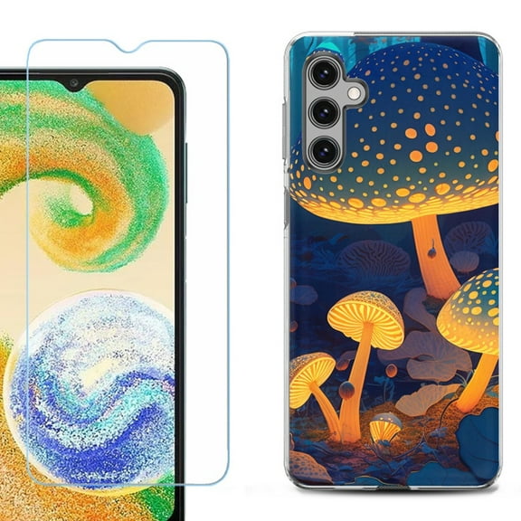 OneToughShield ® Compatible with Samsung Galaxy A25 5G, Shockproof Phone Case, with Tempered Glass Screen Protector - Glowing Mushroom