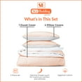 thumbnail image 4 of SGI Bedding 3 Piece Reversible Cotton Duvet Cover Peach Solid 600TC Oversized King, 4 of 8