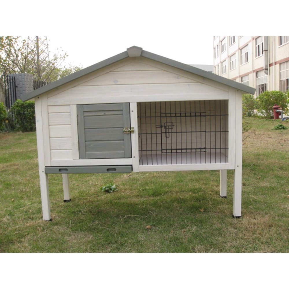 Seny Wooden Rabbit Hutch Bunny Cage Guinea Pig House W48xD22xH37