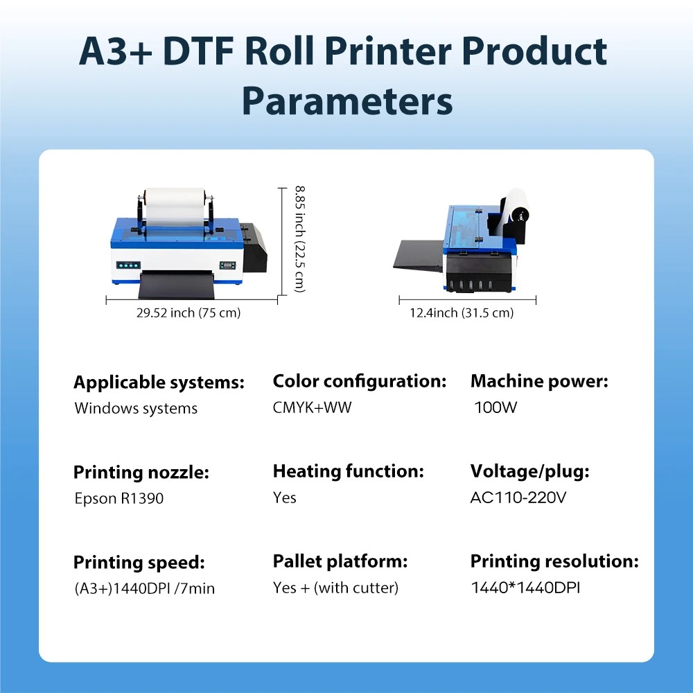 Punehod DTF Printer A3+ R1390 DTF Printing Kit with Oven