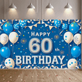 thumbnail image 5 of Blue Themed 60th Birthday Backdrop Banner with Balloons Confetti and Fireworks Party Decoration Photography Prop for Birthday Party Celebrations Event Decor Happy Birthday Party Supplies Background, 5 of 7