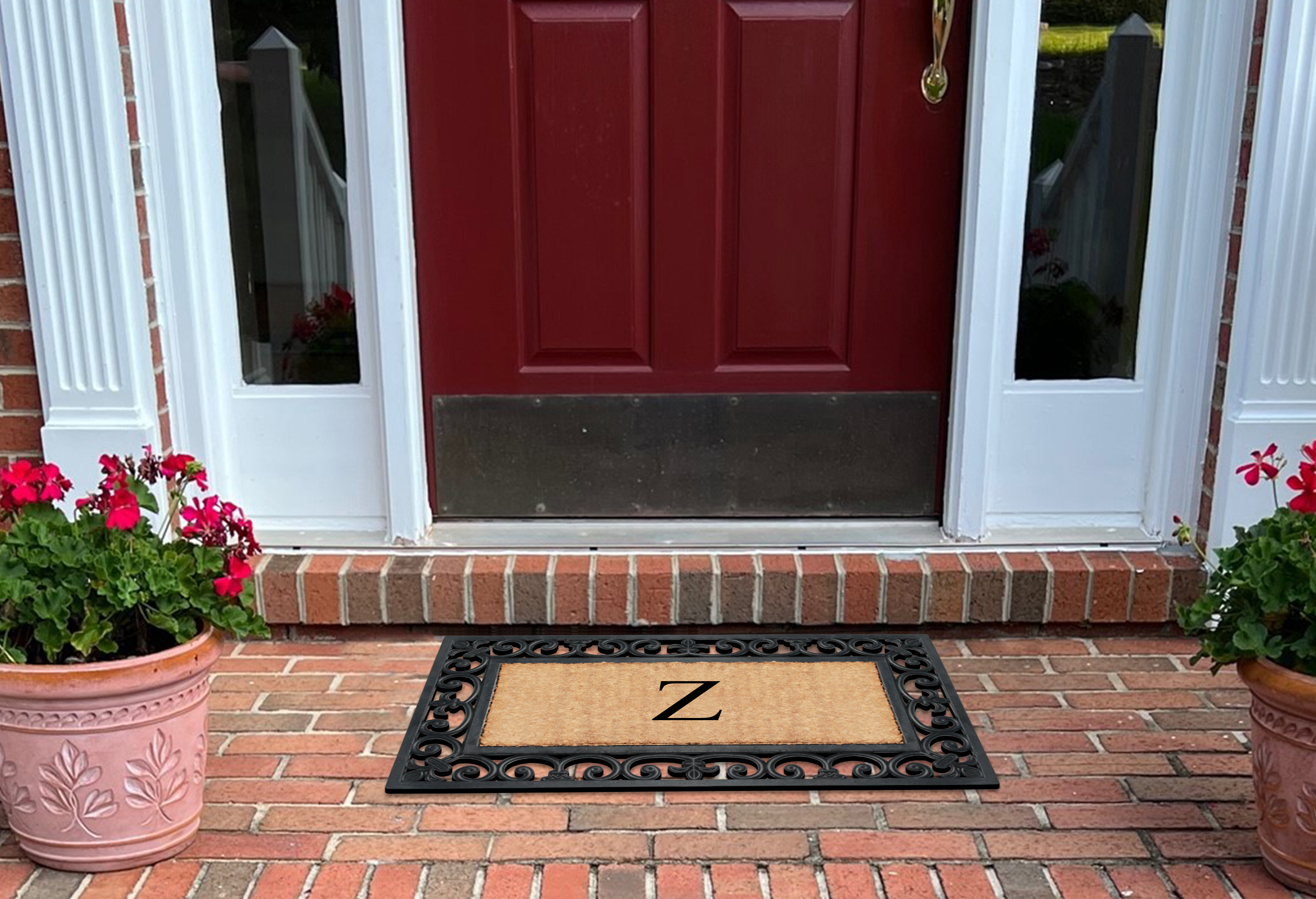 A1 Home Collections Outdoor Paisley Front Entrance Doormat, Black/Brown, 30 in x 18 in
