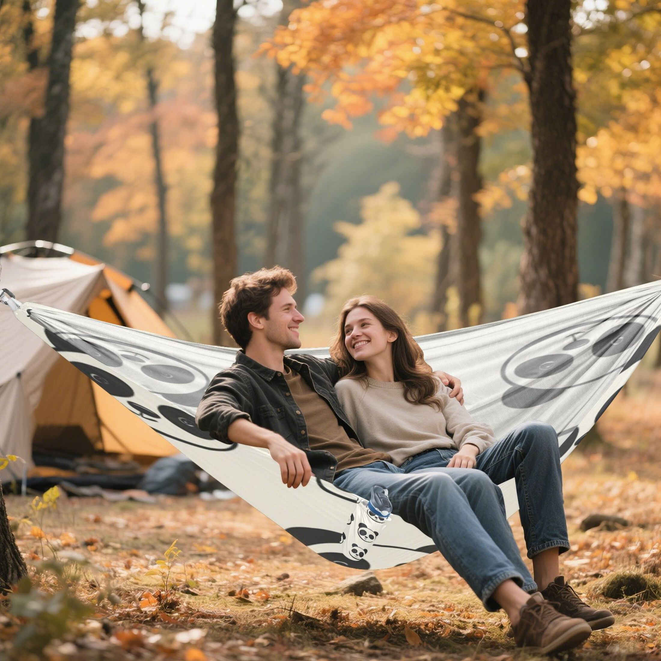 Hammock Camping Hammock Nylon Portable Hammock Travel Camping Hammock Cartoon Cute Panda Face Seamless