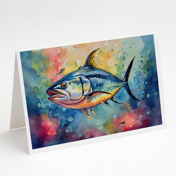 Yellowfin Tuna Greeting Cards Pack of 8 7 in x 5 in