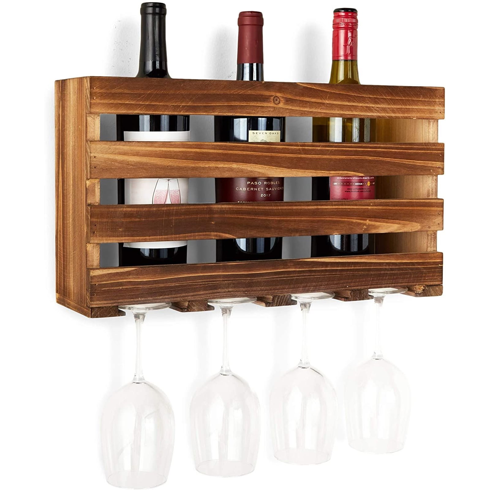 Home & Living Kitchen Storage Kitchen & Dining rustic wine rack 4 bottle wall mounted wine rack