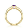 thumbnail image 2 of ANGARA Natural 0.8 Ct. Amethyst with Diamond Side Stones Ring in 14K Yellow Gold for Women (Ring Size: 5), 2 of 7