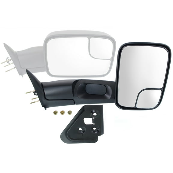 Kool Vue Towing Mirror Compatible With 1994-2002 Dodge Ram 3500 2500 Right Passenger Side w/ Blind Spot Corner Glass Textured Black