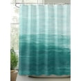 thumbnail image 2 of Teal White Brush Stroke Textured Shower Curtain, Abstract Modern Bathroom Decor Curtains Set with Hooks, Waterproof Fabric Home Accessories， Stall 36 X 72 Inch, 2 of 6