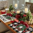 thumbnail image 4 of Merry Christmas Bright Placemats Set of 4, Black White Buffalo Plaid Truck Tree Peace Joy Noel Dining Table Place Mats Home Kitchen Decor, Xmas Santa Winter Decoration 12 x 18 Inch, 4 of 5
