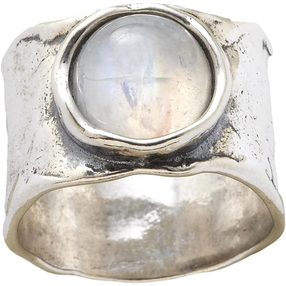 Retro Vintage Style Crystal Stone Hammered Cocktail Party Statement Biker Ring