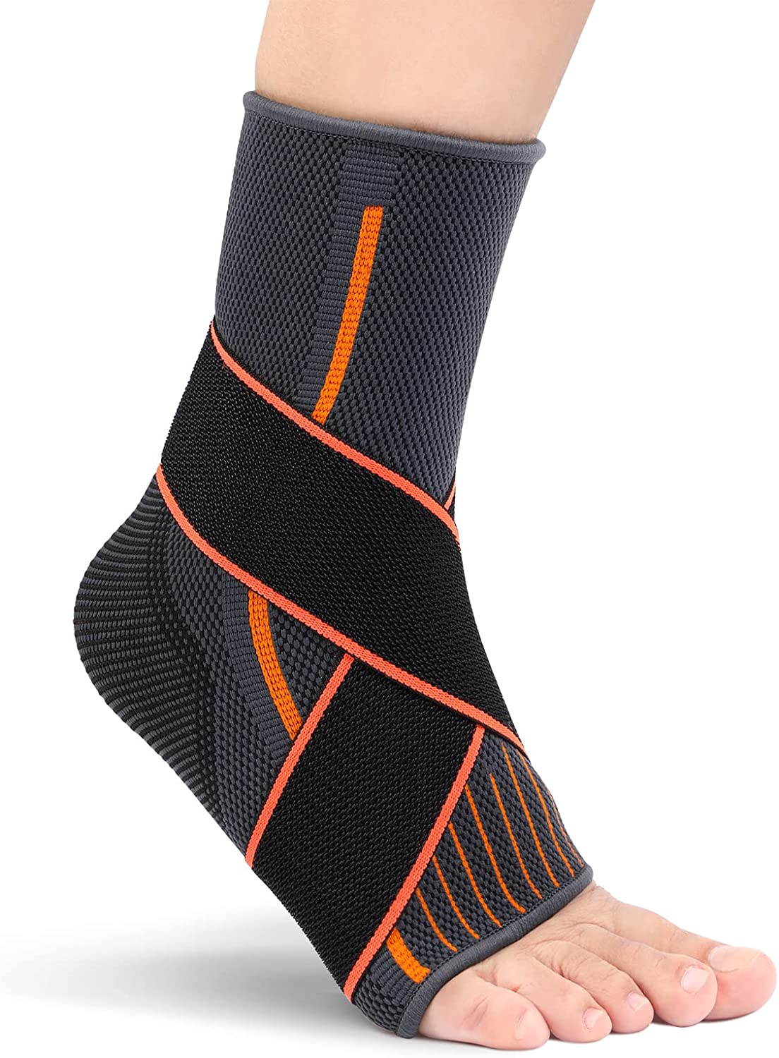 Ankle Brace Achilles Tendonitis Support, Ankle Foot Wrap Sleeve with Dual Strap, Plantar