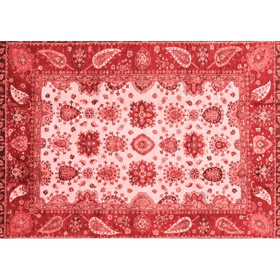 Ahgly Company Machine Washable Indoor Rectangle Abstract Red Modern Area Rugs, 2' x 4'