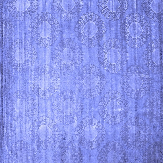 Ahgly Company Machine Washable Indoor Square Abstract Blue Contemporary Area Rugs, 3' Square