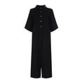 thumbnail image 5 of MSJUHEG Jumpers for Women,One Piece Jumpsuits for Women,Beach Outfits for Women,Petite Jumpsuits for Women,Short Sleeve Button Down Pockets Jumpsuits Rompers,Jumpsuit Scrubs for Women Black L, 5 of 7