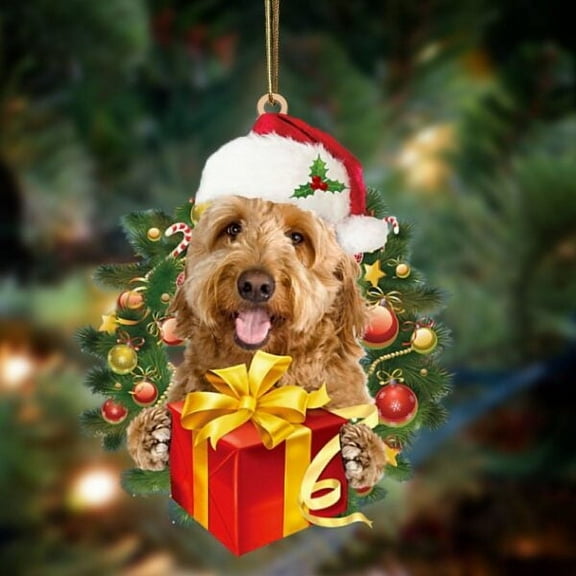 Acrylic 2D FLAT Goldendoodle-Dogs give gifts Hanging Ornament, Christmas Ornament, Dog Ornament, Xmas Dog Ornaments