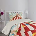 thumbnail image 2 of Ambesonne Circus Quilted Coverlet 2 Pcs, Circus Cloudy Sun Sky, Twin Size, Blue White Red, 2 of 4