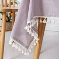 thumbnail image 4 of Fennco Styles Woven Gingham Tassel Cotton Tablecloth 80" W x 56" L - Purple Checkered Rectangle Table Cover for Everyday Use, Home, Dining Table Décor, Banquets, Farmhouse, Special Events, 4 of 6