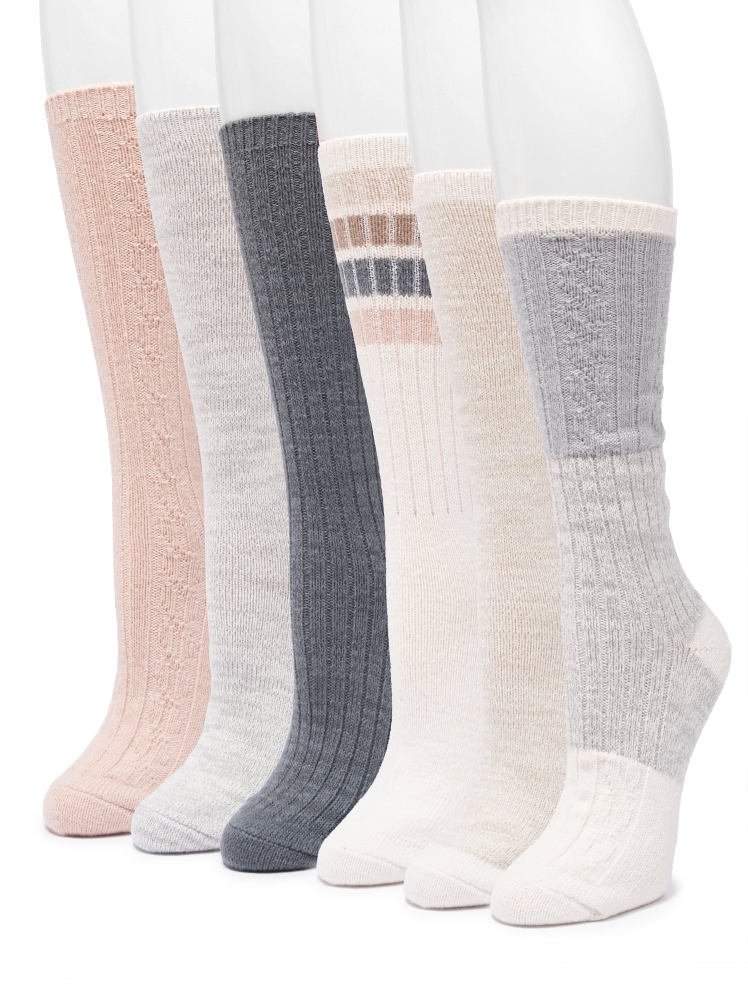 MUK LUKS Women's Fluffy Dream Tall Boot Socks, 6-Pack, OSFM