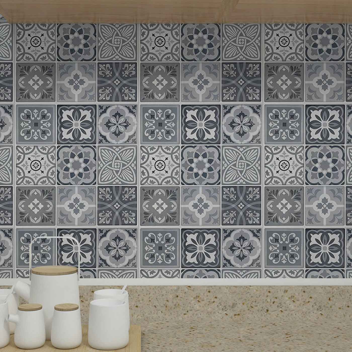 Art3d Black&White Talavera 12 in. x 12 in. Peel and Stick ...