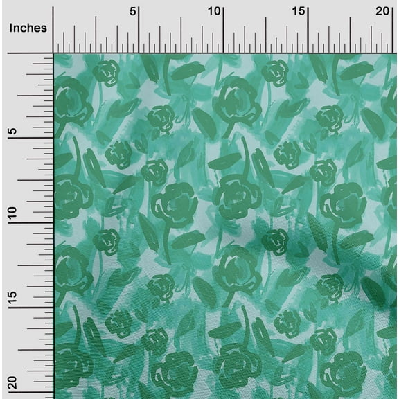 oneOone Polyester Spandex Aquamarine Fabric Florals Quilting Supplies Print Sewing Fabric By The Yard 56 Inch Wide-BS4