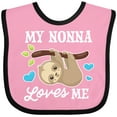 thumbnail image 3 of Inktastic My Nonna Loves Me with Sloth and Hearts Boys or Girls Baby Bib, 3 of 4