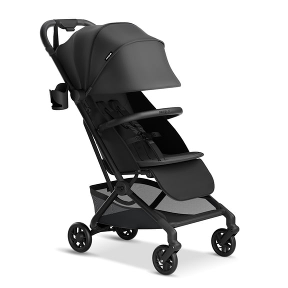 Mompush Velo Lightweight Travel Stroller with Lie-Flat Recline Seat, Airplane Friendly, Black, 18.8 LB, Unisex