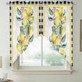 thumbnail image 2 of Yellow Lemon Swag Valances for Windows, Kitchen Window Curtains Over Sink, Summer Botanical Black White Plaid Pastoral Window Treatment Curtains for Living Room/Bedroom Curtains 2 Panel Sets 36"x45", 2 of 8