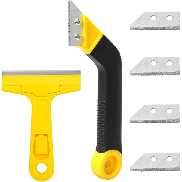 Kit de raspador de lechada para azulejos, raspador para quitar lechada con 4 hojas de repuesto, herramientas de carburo para quitar lechada, raspador para limpiar lechada de azulejos