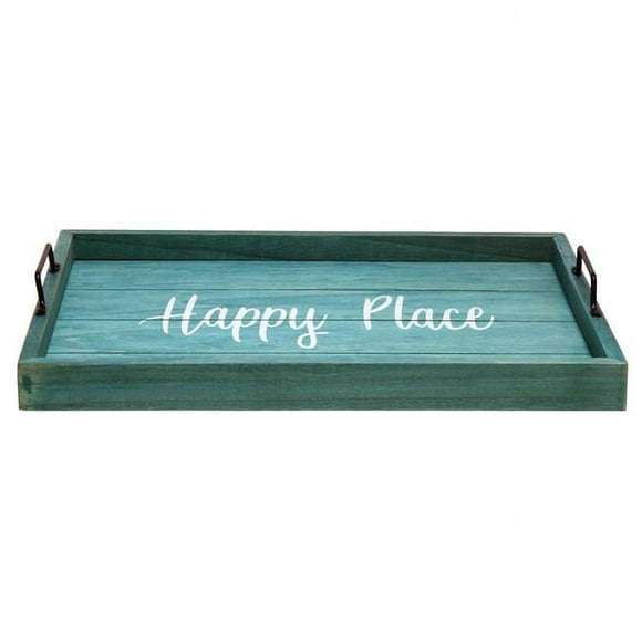 Elegant Designs HG2000-BHP 15.50 x 12 in. Happy Place Decorative Wood Serving Tray with Handles