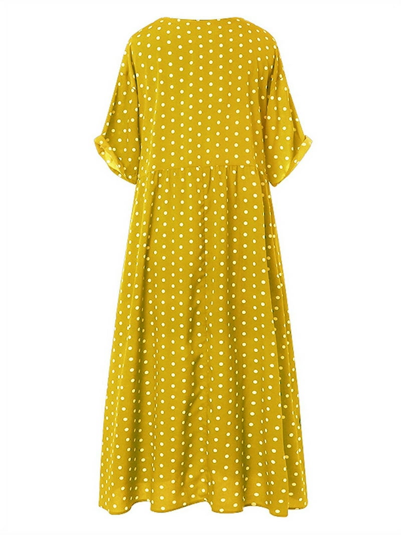 ZANZEA Women Polka Dot Round Neck Long Dress Kaftan Maxi Dress Sundress - Walmart.com ZANZEA Women Polka Dot Round Neck Long Dress Kaftan Maxi Dress Sundress - Walmart.com
