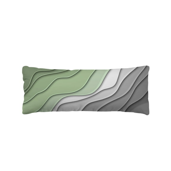 Ombre Sage Green Geometric Line Body Pillow Cover, Pillowcase Protectors with Zipper, Breathable Decorative Throw Pillow Case Cover, Pillow Shams for Couch Sofa 20x54Inch