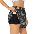 thumbnail image 2 of Bixox Women's Japanese Sushi Hashi pattern 2 in 1 Running Shorts - Lightweight Athletic Workout Gym Yoga Shorts Liner with Pockets - X-Large, 2 of 7
