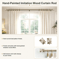 thumbnail image 3 of Yokila 1" Heavy Duty Curtain Rods for Windows 18-60 Inch Adjustable, Farmhouse Single Light Brown Rod with Decorative Floral Leaf Finials for Living Room Bedroom, 3 of 10