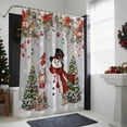 thumbnail image 4 of Shower Curtain 72"W x 72"L Christmas Snowman Poinsettia Snowflakes Gray Fabric Shower Curtains Set with Hooks Water Repellent Bathroom Curtains Machine Washable Bathroom Accessories, 4 of 7