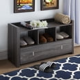 thumbnail image 6 of Wooden Storage Shoe Rack Bench With 3 Shelves and Raised Top Distressed Gray - Saltoro Sherpi, 6 of 6