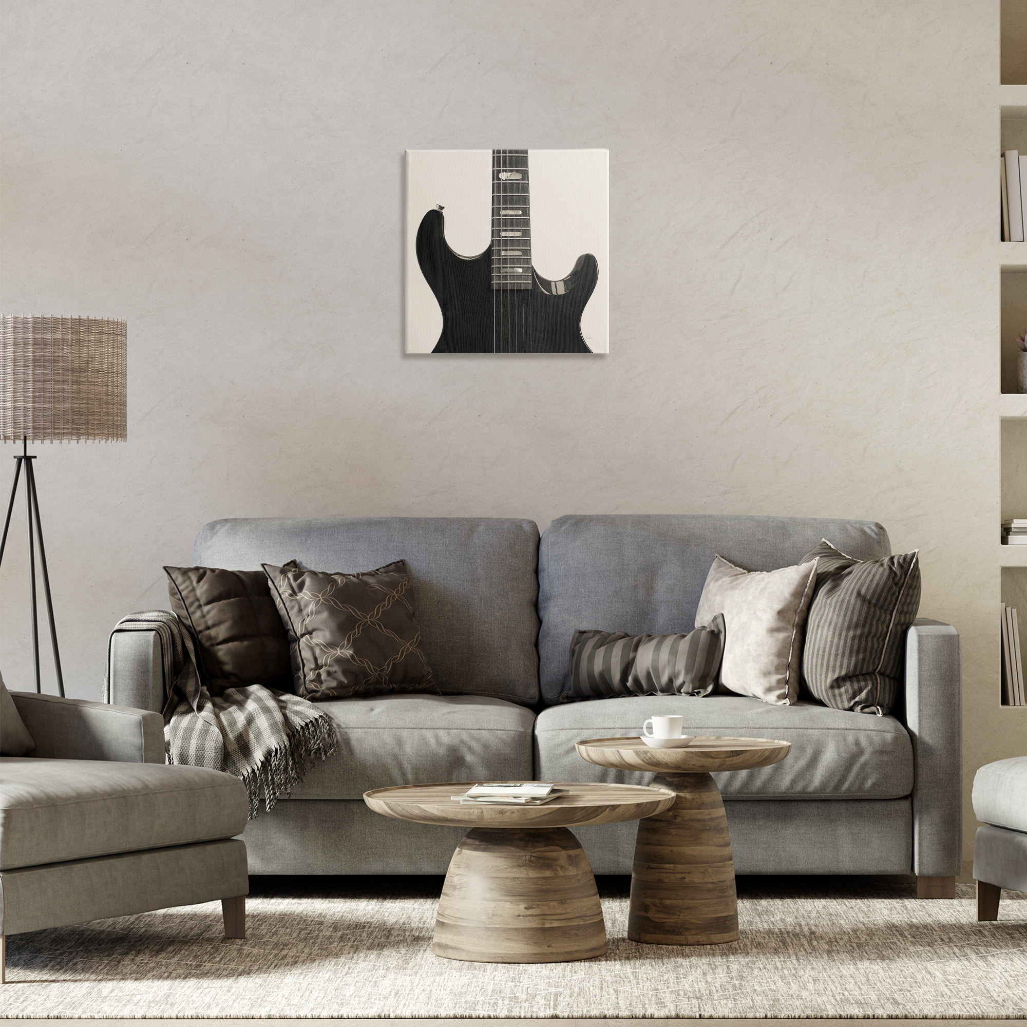 Stupell Industries Black Electric Guitar Entertainment Photography Wrapped Canvas Art Print Wall Art, 17 x 17