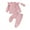 Pink, variant on Newborn Girl Fall Outfits 3 6 9 12 18 24 Months 3Pcs Baby Girl Clothes Set Solid Color Crew Neck Long Sleeve Sweatshirts Long Pants Headband
